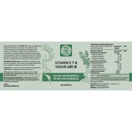 Kala Health Vitamin E 400 IU Vegan - All 8 Alpha + Beta + Gamma + Delta Tocotrienol and Alpha + Beta + Gamma + Delta Tocopherol - Vitamin E Tocopherol and Tocotrienol Capsules