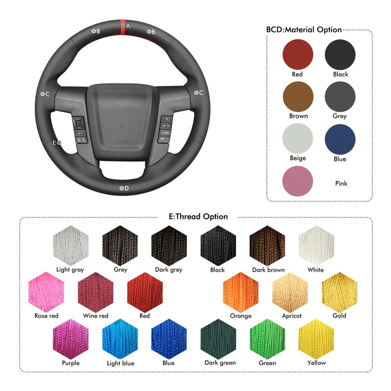MEWANT Car Steering Wheel Cover for Ford F-150 (Raptor) 2009-2015