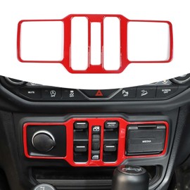 SQQP Center Console Window Control Switch Button Panel Cover Fit for 2018-2025 Jeep Wrangler JL JLU & Jeep Gladiator JT(Red)