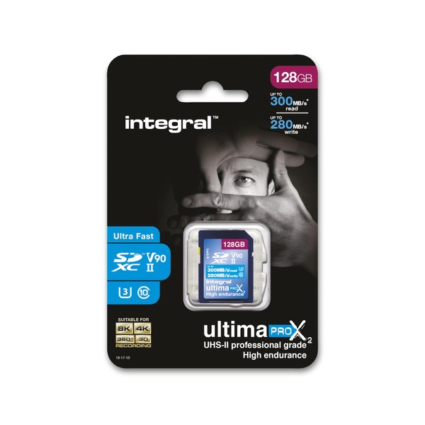 Integral 128GB UHS-II SD Card V90 Up to 300MBs Read and 280MBs Write Speed 1866X SDHC Professional High Speed Memory Card