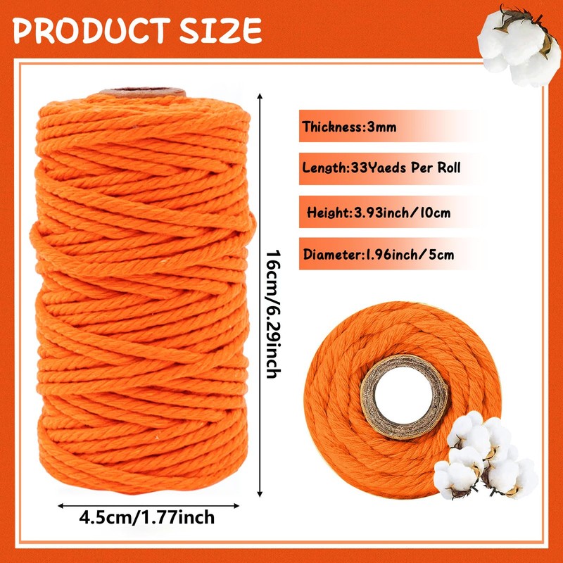 15 Rolls of Macrame Yarn, 3 mm x 30 m,