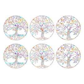 OUDQFCJ Window Stickers for Bird Strikes, Anti-Collision Stickers, Stop Birds Flying in Windows (Tree of Life, 6 Pack)