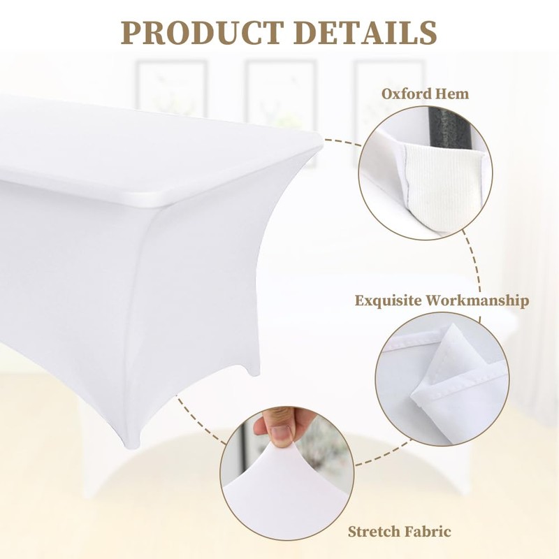 AMFUN 6FT Kitchen Spandex Table Cloth, Stretch Rectangular Table Cloth,Tight,