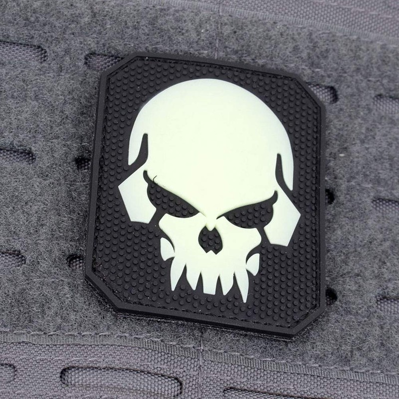3D Rubber Patch Skull Badge Glow in the Dark Glow