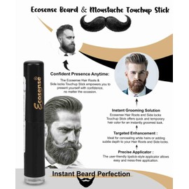 Ecosense Beard & Moustache Touchup Stick: Instant Beard Perfection |Ecosense Beard Brown Color Pencil For Men, Beard Pen, Beard Dye for Men Long Lasting Coverage, Mustache, 3 gm.