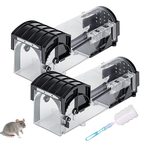 Vegena Pack of 2 Live Mouse Trap, Reusable Live Trap, Mouse, Premium Live Trap, Reusable Animal-Friendly Rodent Trap, Very Reliable Release Mechanism