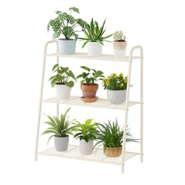 Kitsanery Metal Plant Stand Indoor Outdoor for Multiple Plants,3 Tier Plant Shelf,Large Heavy Duty Flower Holder Ladder Plant for Living Room, Patio, Balcony (White)