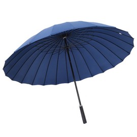 Long Handled Umbrella 24 Rib Large Windproof Reinforced Straight Umbrella for Outdoor Gift Navy Blue