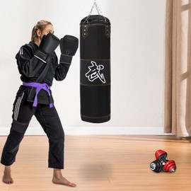 YIYIBYUS Punching Bag,Punching Bag for Adults, PU Heavy Boxing Bag Set (Black,3.28ft)