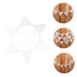 Totority 2pcs Triangle Flags White Single Rose Lace Pennants Cotton Fabric Bunting for Festival Background Decoration for Weddings Birthdays and Home Decor