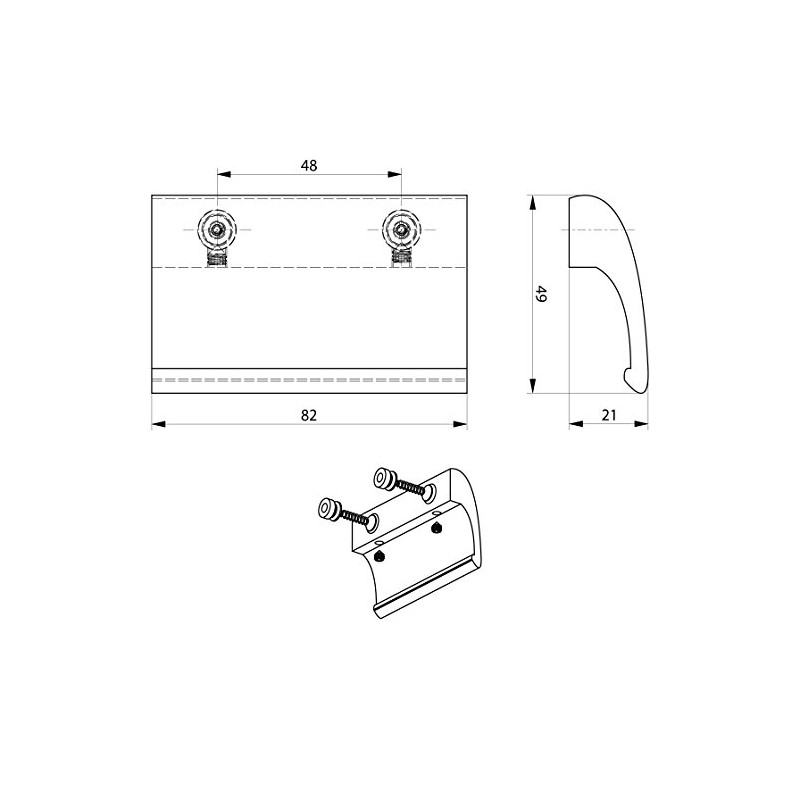 Fenster-hammer FH-'Stabil' Balcony Door Handle Balcony Pull Handle Patio Door