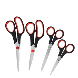 Scissors, 4 Pack Multipurpose Scissors with Ultra Sharp Blades, Heavy Duty Stainless Steel Scissors, Stainless Steel Blades, Soft Grip Handle, for School Office Craft Home, Multi-color