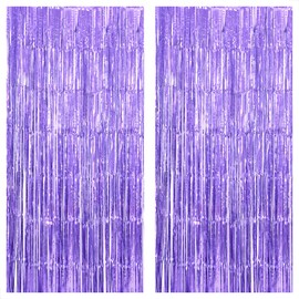KatchOn, XtraLarge Light Purple Fringe Curtain - 6.4x8 Feet, Pack of 2 Purple Backdrop | Purple Party Decorations | Violet Fringe Curtain for Mermaid Birthday Decorations | Purple Birthday Decorations