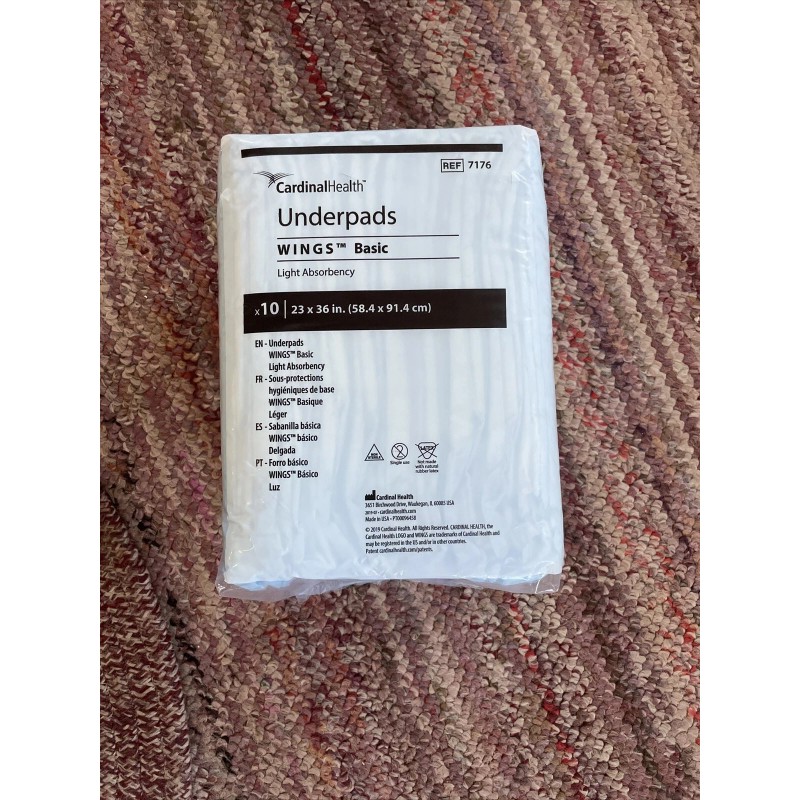 Cardinal 1X Cardinal Health Underpads Wings (TM) Basic 23” X 36”