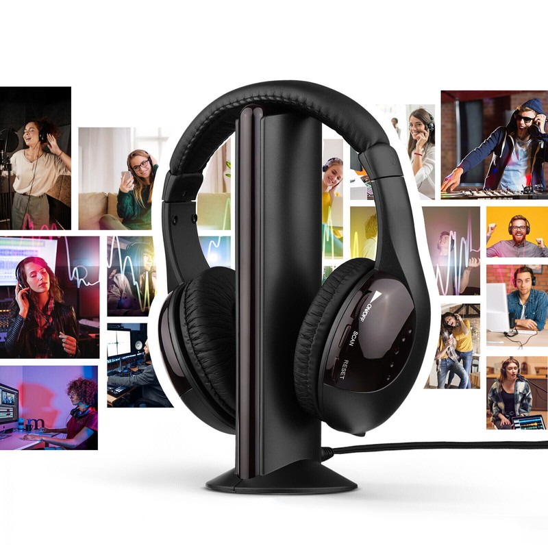 5 in 1 Hi-Fi Wireless Cordless Headphones Headset with Mic