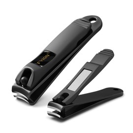 FVION Nail Clippers Set of 2, Nail Clippers for Fingernail & Toenail, Nail Clipper with Nail File, Stainless Steel, Nail Cutter for Fingers and Toenails