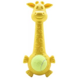 Giraffe Chew Toy-removable Squeaky Tennis Ball and A Slow Feeder In The Back!