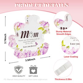 Tasttin Exquisite Acrylic Puzzle Gift for Mom - Express Love and Gratitude to Mother, for Mom's 40th/50th/60th Birthday (Purple)