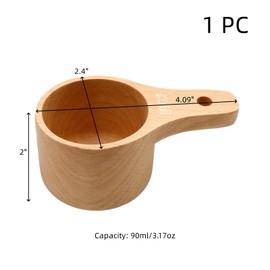 Oedema 1/3 Cup Measuring Cups Natural Wooden Cup Scoop Measure Cup with Polish Finish for Measuring Dry Ingredients, Nuts, Flour
