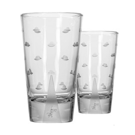 Rolf Glass Mothership UFO Cow Cooler Highball Glass 15 ounce – Engraved Glasses – Lead-Free Glassware - Etched Drinking Glass with Heavy Base – Proudly Made in the USA (Set of 2)
