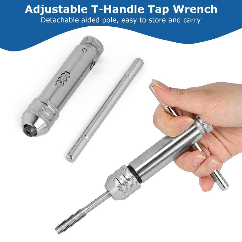 DBREAKS 2 Piece T Handle Tap Wrench Ratchet Tap Set