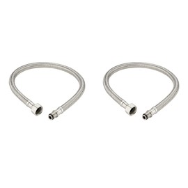 DecoSource Universal Fit Sink Hose for Faucet - 3/8 Compression inch x 1/2 FIP x 16 inch Long Faucet Line Connector Stainless Steel - Hot & Cold Water Supply (1 Pair, 16 Inch Long)