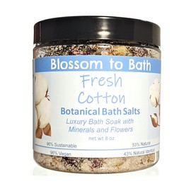 Fresh Cotton Botanical Bath Salts (8 ounce) - Phthalate Free Fragrance - Add Luxury And Minerals To The Bath with a Clean Cotton Scent
