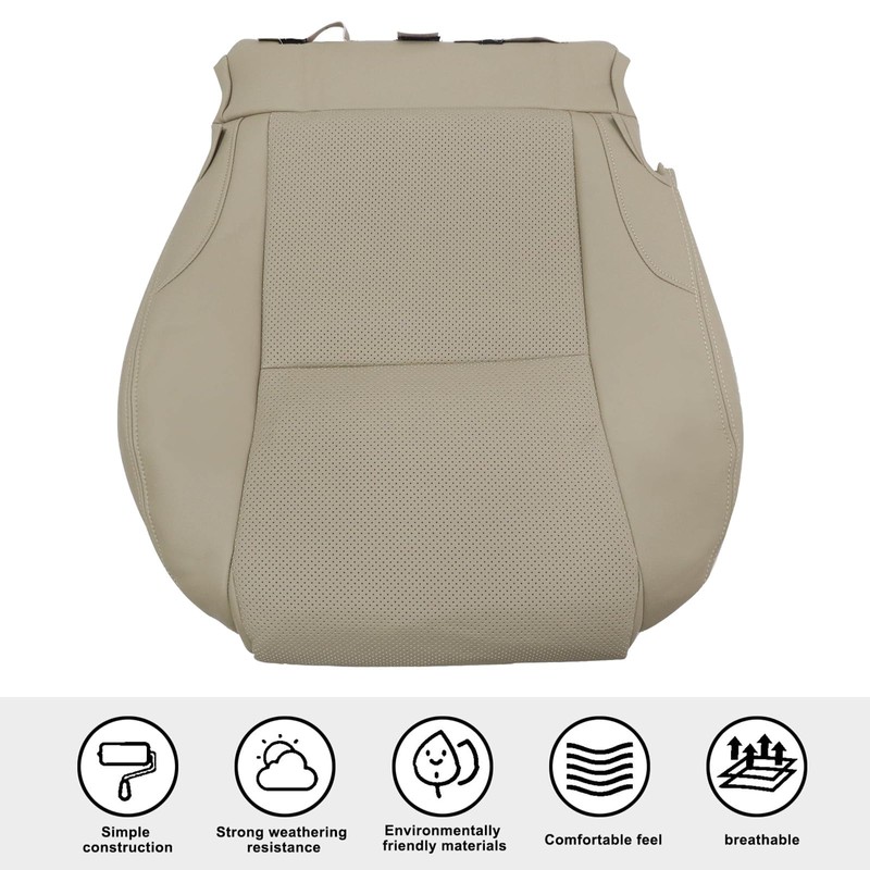 SecosAutoparts Tan Front Driver Side Bottom Perforated Microfiber Leather Replacement