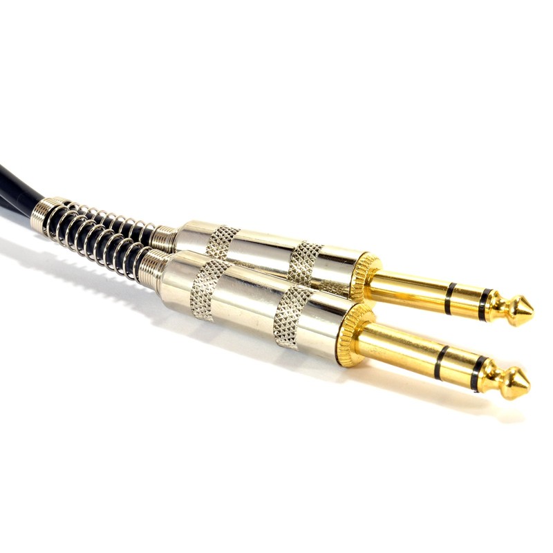 kenable GOLD Stereo/Balanced Jack 6.35mm METAL Plugs Cable Lead Black