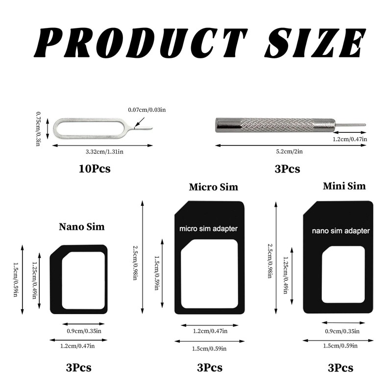 16 Pcs 4 in 1 SIM Card Adapter with Removal