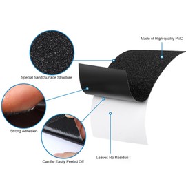 Anti Slip Traction Tape, Transparent Grip Tape Non-Slip Adhesive Tape Indoor/Outdoor Stair,Tubs, Boats, Safety Grip Tape Non Skid for Stair Steps (Black, 6 inch x 24 inch 6pcs)