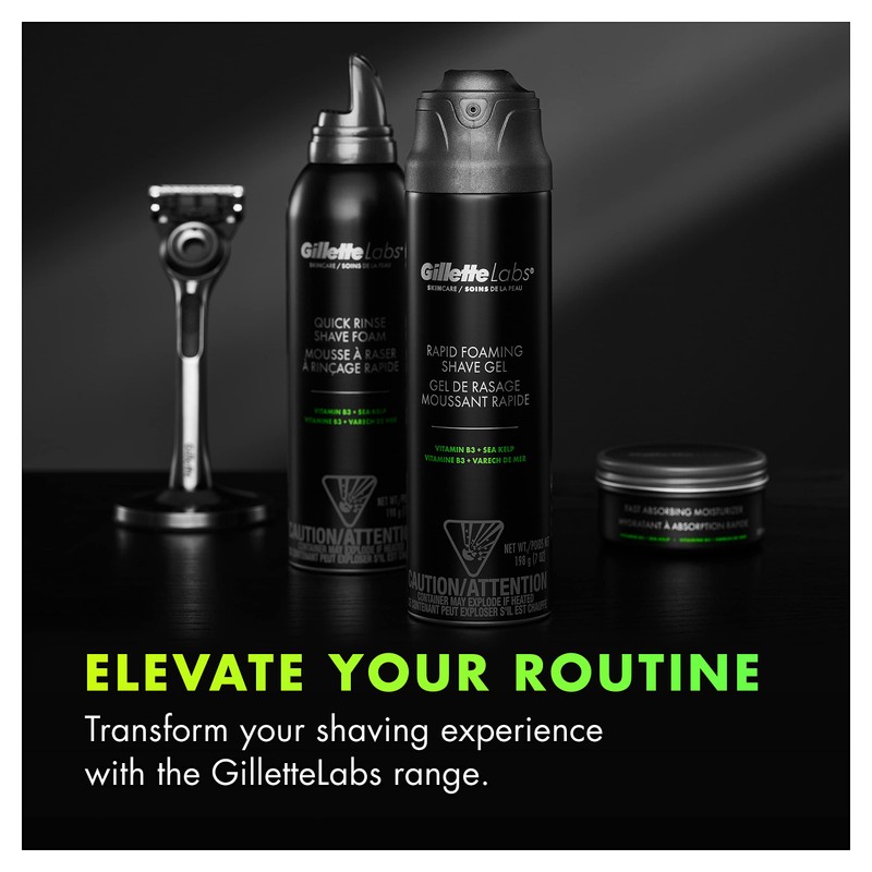 GilletteLabs Rapid Foaming Shave Gel for Men, 7oz (Pack of