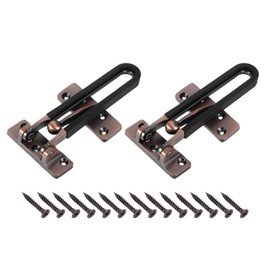uxcell uxcell 2Pcs Swing Bar Door Lock Leather Coated Safety Latches Security Door Buckle with Screws for Home Hotel Apartment, Copper