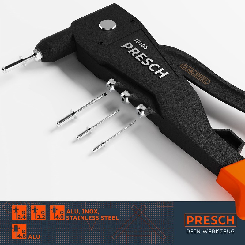 Presch Rivet Gun - Robust Professional Riveter Rivet Gun -