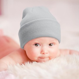 DRESHOW Toddler Beanie Children's Winter Hats Kids Soft Knitted Unisex Hat for Baby Boys Girls Warm Hat Hats for 3 Months - 6 Years, 2 pack hats: navy blue/light grey