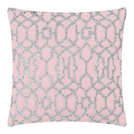 Lattice Pillow, Sparkling Rhinestones on Soft Velvet, Feather Insert, Washable Cover, Unique, Statement Home Decor, Blush, 16x16, Sold Individually