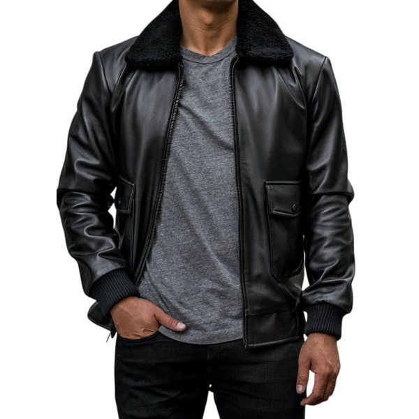 Mens G-1 Fur Collar US Navy Flight Distressed Brown Aviator