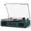 Vinyl Record Player with Built-in Speakers, USB Recording, Dark Green