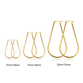 Krstudent Gold Geometric Earrings 3 Pairs Titanium Steel Earrings for Men Women, Huggie Loop Hypoallergenic Cartilage Piercing Earrings Set