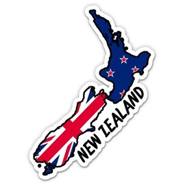 Squiddy New Zealand Map with Flag - Vinyl Sticker Decal for Phone, Laptop, Water Bottle - 3"