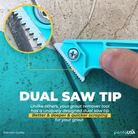 PentaUSA Grout Removal Tool - Caulk Remover Tool for Tiles, Tile Grout Scraper Saw, Grout Saw, Caulking Tools, Scraper, Scrubber Brush, Tile Joint Cleaning Brush, Removes Caulks Dirts (2 Extra Blades)