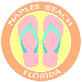 Athena Brands Flip Flops Naples Beach Florida - Car Truck Window Bumper Graphics Sticker Decal - Sunset Orange