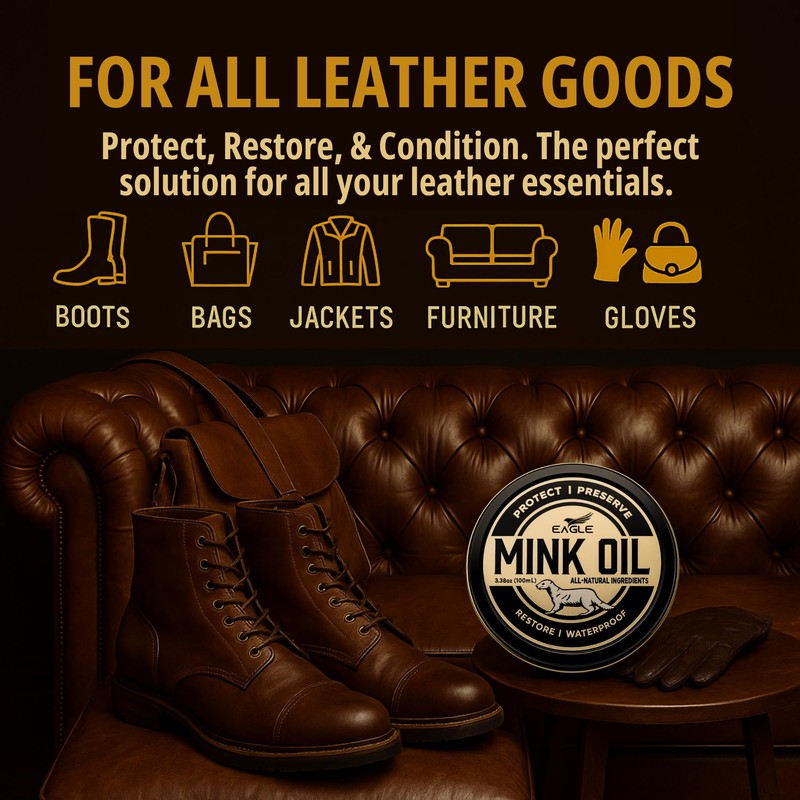 4-in-1 Mink Oil Leather Conditioner Kit – 3.52oz Waterproof Paste