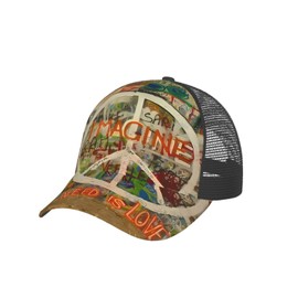 ZCJNYDFO Rectangle Peace Sign Graffiti All You Need is Love Baseball Cap for Men Women Trucker Mesh Back Adjustable Dad Hat Outdoor Sports Running Headwear Summer hat