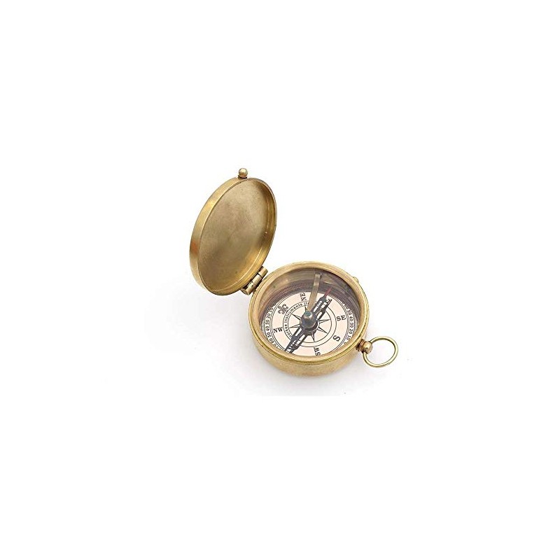 Thoreau's Go Confidently Quote Engraved Compass with Stamped Leather case