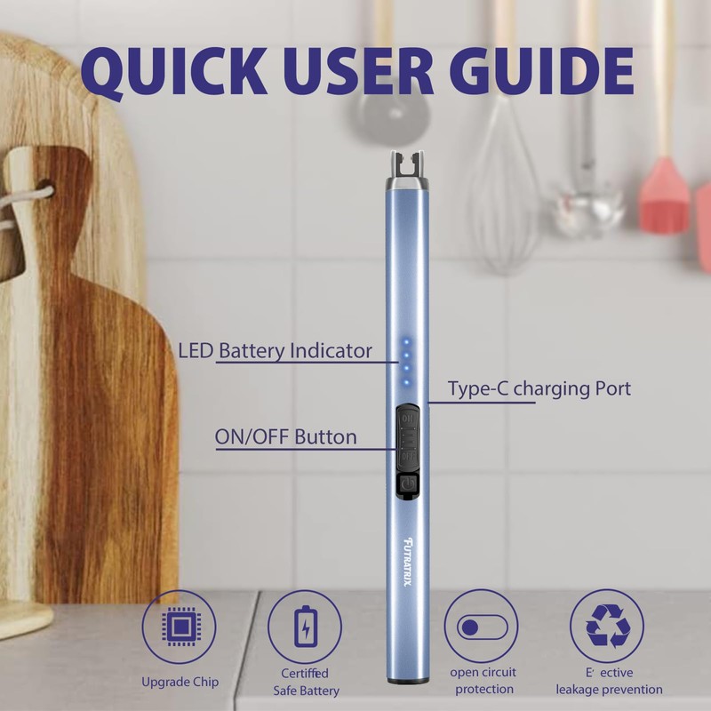 Futratrix Electronic Lighter Arc Windproof Flameless USB Rechargeable Lighter with