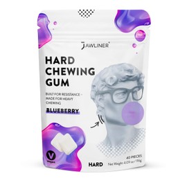 Jawliner® Jawline Chewing Gum Hard Chewing Resistance Workout Gum for Jawline Sculpting Hard Chewing Gum for Jaw Strength Facial Fitness Jaw Trainer Mewing for Men & Women Blueberry 40 Pieces