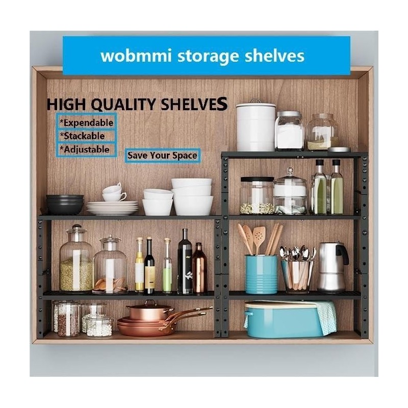 Wobmmi Expandable,Adjustable & Stackable Spice Rack, Cabinet Kitchen Countertop Shelf
