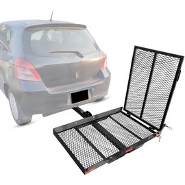 KUAFU Trailer Hitch Folding Mobility Scooter Carrier Rack Luggage Basket Lift Rack Loading Ramp Wheelchair Carrier Mount Steel