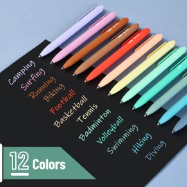 Mr. Pen- Retractable Gel Pens for Journaling, 12 Pack, Deep Morandi Color Inks, Fast Dry, Colorful & Soft grip Barrels, Smooth Writing, 0.7mm Fine Point Aesthetic Pens